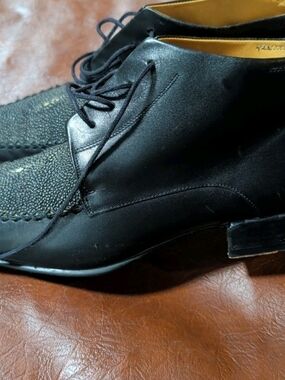Mezlan Black Stingray Shagreen Exotic Skin Lace-Up Dress Shoes - Size 10